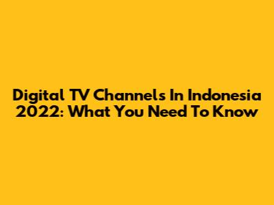 Digital TV Channels In Indonesia 2022: What You Need To Know
